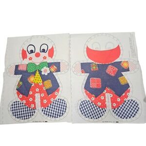 Springs‎ Mills Inc 4 Fabric Clown Doll Panel Vintage 70s Sewing Craft Kit Circus